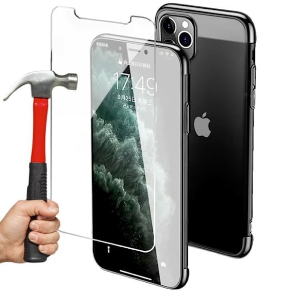 Skyddsfodral för iPhone 12 Pro Max - PROSHOP - Mjuk - Svart - 2 stötsäkra härdade glasögon Svart