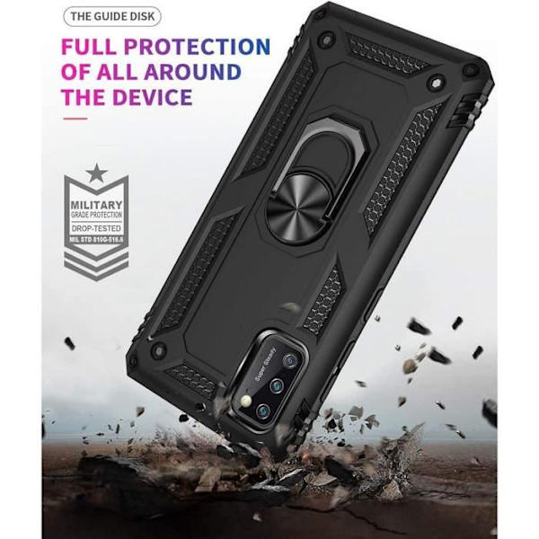 Skyddsfodral för Samsung A41 (6,1") Svart med 2 härdade glasögon - PROSHOP - Army Style Svart