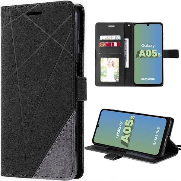 Skyddsskal - BOOLING - Samsung Galaxy A05s - Stöttålig - Lädereffekt - Kortficka Svart