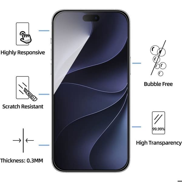4x Härdat Glas för iPhone 18 Pro, Transparent 9H Stötsäker Repfria Transparent