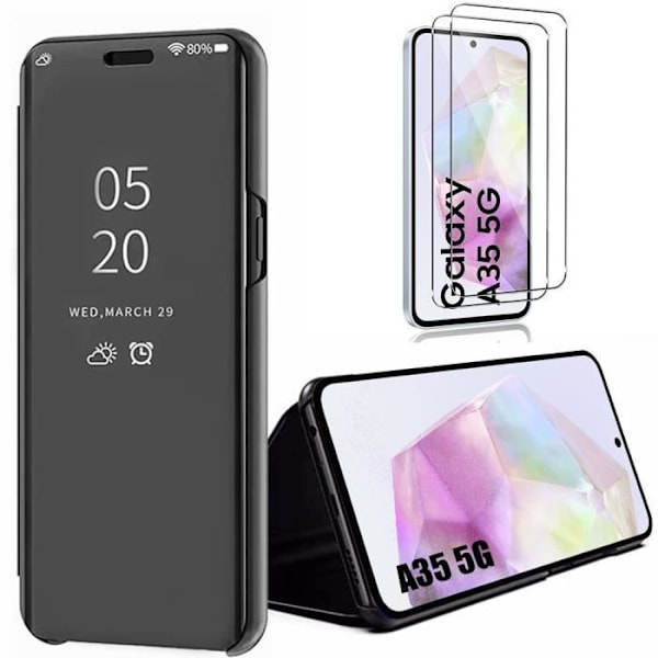 Skyddande skal - BOOLING - Samsung Galaxy A35 5G - Flip skal - Spegeleffekt - Svart Svart