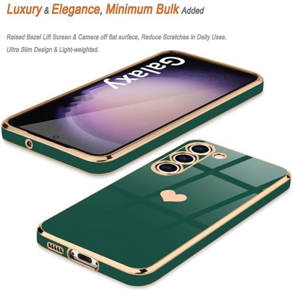 Etui til Samsung Galaxy S22 Ultra Silikone Midnight Green Heart Pattern + 2 hærdede briller Stødsikker anti-ridse Nattgrönt