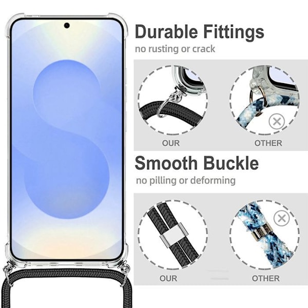 Coque för Samsung Galaxy S25 Plus (Galaxy S25+) - Transparent med Vit Snodd - BOOLING Transparent