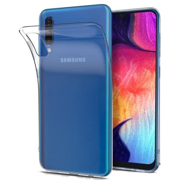 KuGi Samsung Galaxy A50-fodral, högkvalitativt slätt silikonbakfodral för Samsung Galaxy A50, genomskinlig Vit