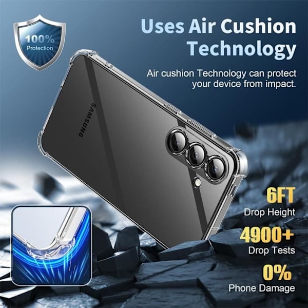 Fodral för Samsung Galaxy S25 Plus (Galaxy S25+) TPU Stötsäker Transparent + 2 skyddsglas av härdat glas