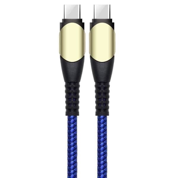 Snabb laddning USB-C till USB-C-kabel 60W för iPhone 16 16e, iPhone 16 Plus, iPhone 15 Pro, iPhone 15 Pro Max - Flätad Nylon 1M Blå Blå