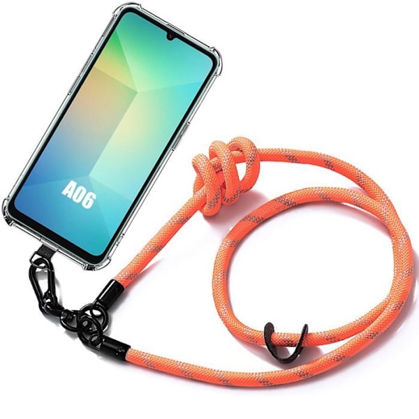 Coque för Samsung Galaxy A06 - Stötsäker med Orange Snöre - BOOLING Transparent