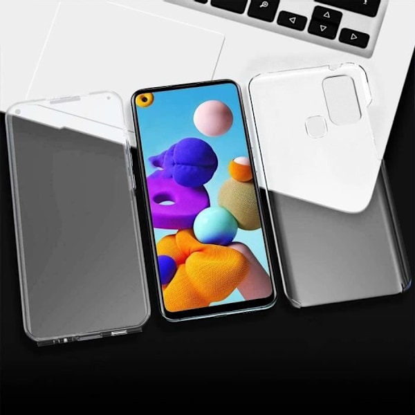 För Samsung Galaxy A21S 6,5" SM-A217F: Silikon främre och bakre skal 360° Fullständigt skydd + Mini Stylus - TRANSPARENT
