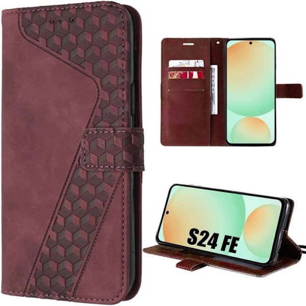 Skyddsfodral - BOOLING - Samsung Galaxy S24 FE - Präglat PU-läder - Röd - Halvstyvt Röd