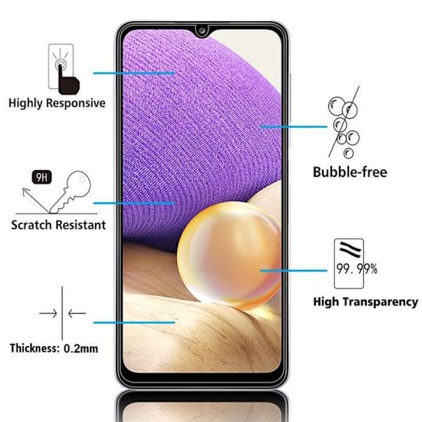 För Samsung Galaxy A32 5G 6,5": Lot - Paket med 2 skärmskydd i härdat glas