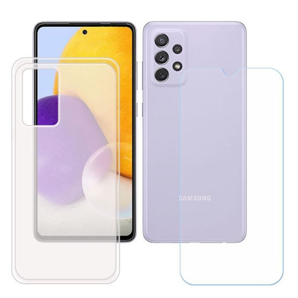 Skyddshölje - FZ - Samsung Galaxy A72 - TPU-silikon - Härdat glas - Genomskinlig Genomskinlig