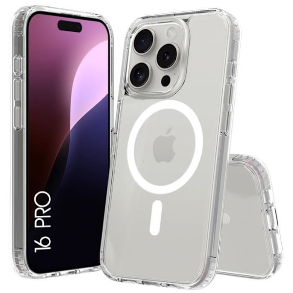 Silikone cover til iPhone 16 Pro med magnetisk ring gennemsigtig beskyttelse Transparent