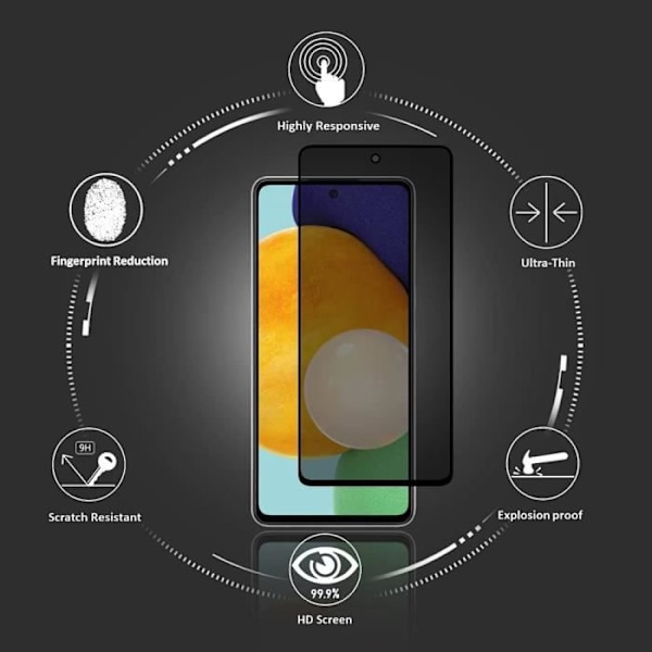 Antispion härdat glas för Samsung Galaxy A52s - BOOLING - Stötsäkert skydd Svart