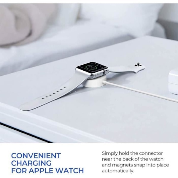 Nätladdare + USB-laddningskabel för Apple Watch - BOOLING - Vit - Kompatibel med alla modeller Vit