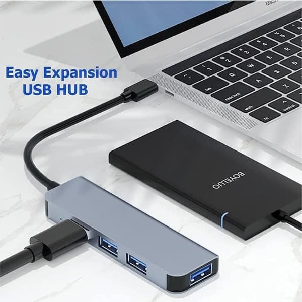 USB-adapter 4 i 1 - Ospecificerad - MacBook Air-Pro - 1 USB 3.0 - 3 USB 2.0 - Grå