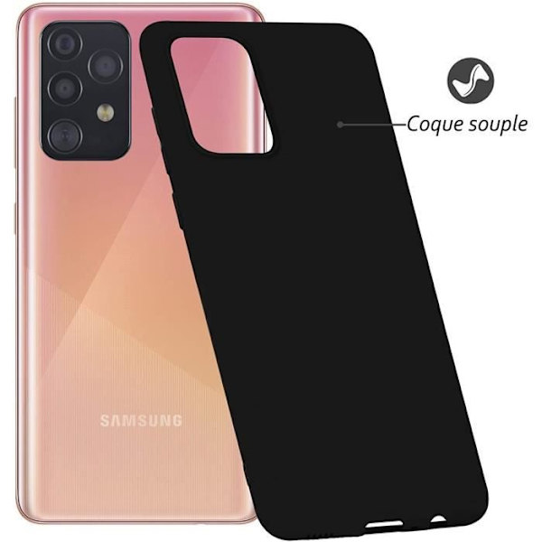 Skyddsfodral - Toproduits® - Samsung Galaxy A52S - Svart - Härdat glas - Reptåligt Svart
