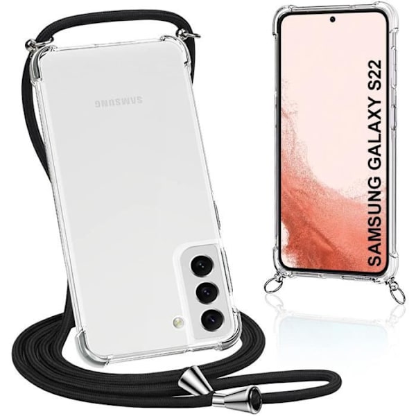 Skyddsfodral - PROSHOP - Samsung Galaxy S22 - Mjuk - Rep-resistent - Transparent-Svart Transparent-svart