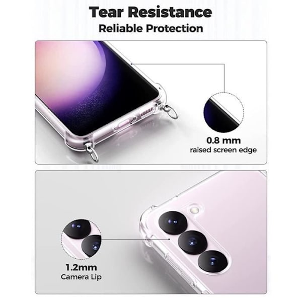 Fodral till Samsung Galaxy S23+ - S23 Plus Skydd Förstärkt Transparent Flexibel + Nattgrön sladd