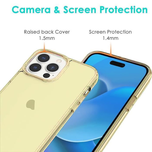 Silikonfodral för iPhone 14 Pro Halvtransparent Gul + 2 härdade skyddsglasögon