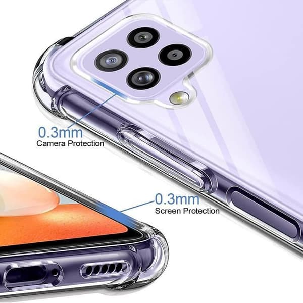 Coque - BOOLING - för Samsung Galaxy A22 4G - Förstärkt silikon - 2 härdade glas Transparent