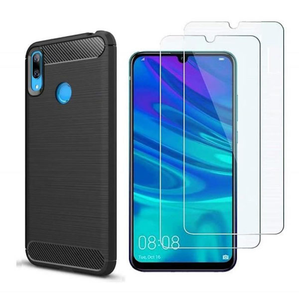 Kolfiber för Samsung Galaxy A10 + Härdat glas Skärmskydd