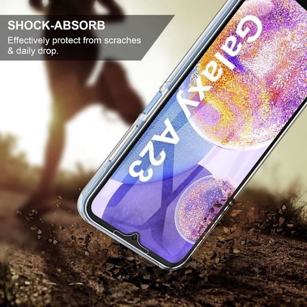 Fodral för Samsung Galaxy A23 5G-4G Transparent Full Protection Anti-Scratch TPU+PC Transparent