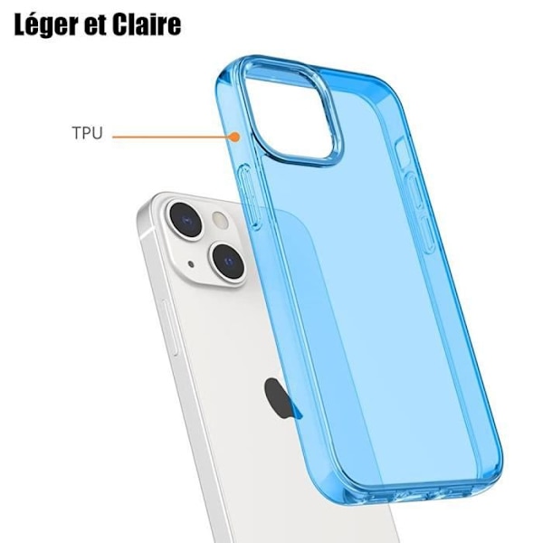 Silikonfodral till iPhone 14 Skydd Mjukt Stötsäkert Semi-Transparent Blå Blå