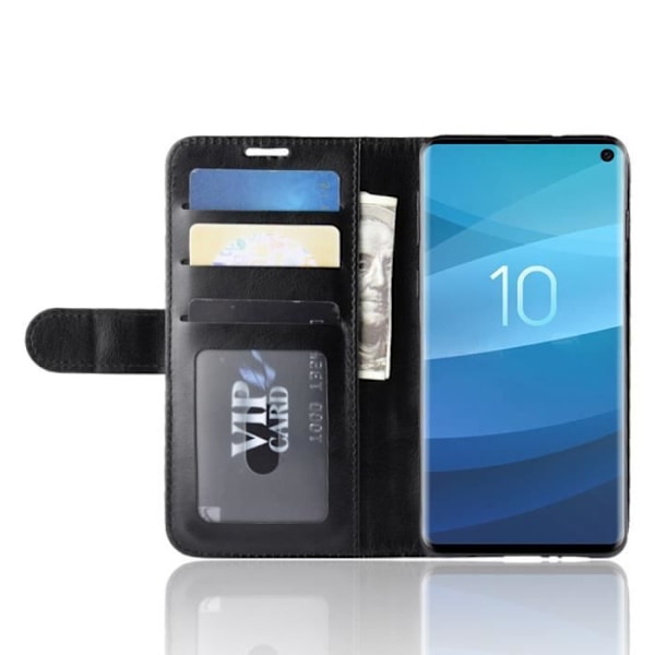 För Samsung Galaxy S10 Fodral PU-läderfodral med ID-/kortplatser Plånboksfodral Folio Stativfodral - Svart