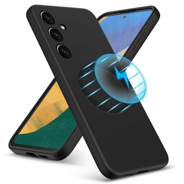 Silikonfodral för Samsung Galaxy S24 Plus - S24+, stötsäkert skydd med mattsvart metallcirkel