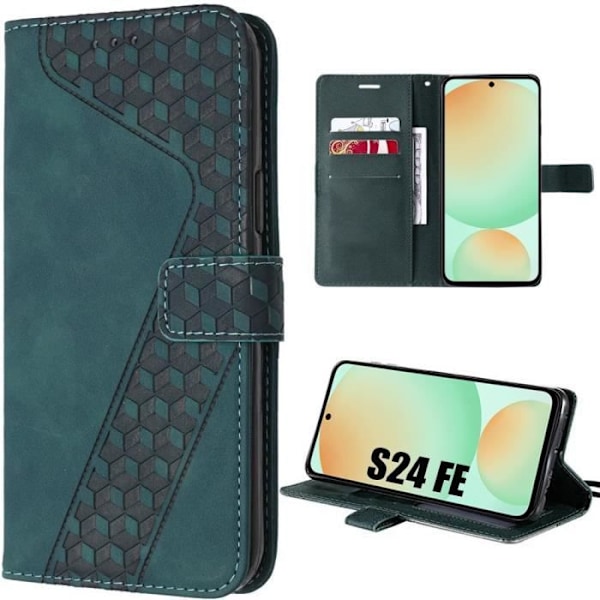 Fodral till Samsung Galaxy S24 FE - BOOLING - PU-läder - Korthållare - Midnattsgrön - Halvstyv Nattgrönt