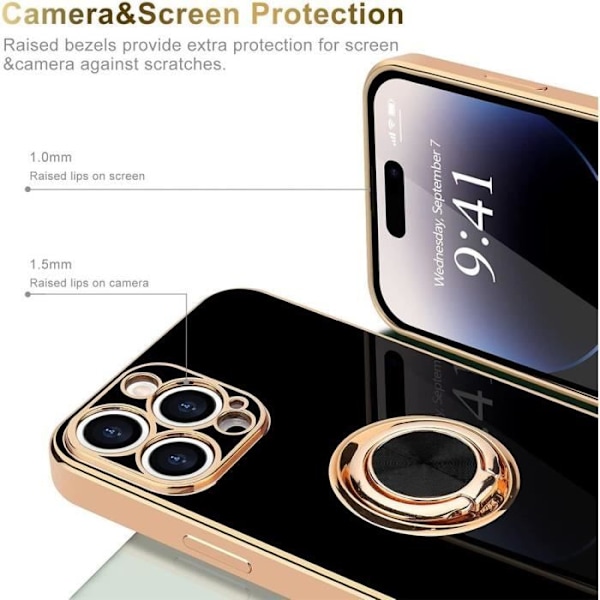 Skyddande skal för telefon - BOOLING - iPhone 16 Pro Max - Stötsäkert i TPU - Rotterande stöd 360° - Svart Svart