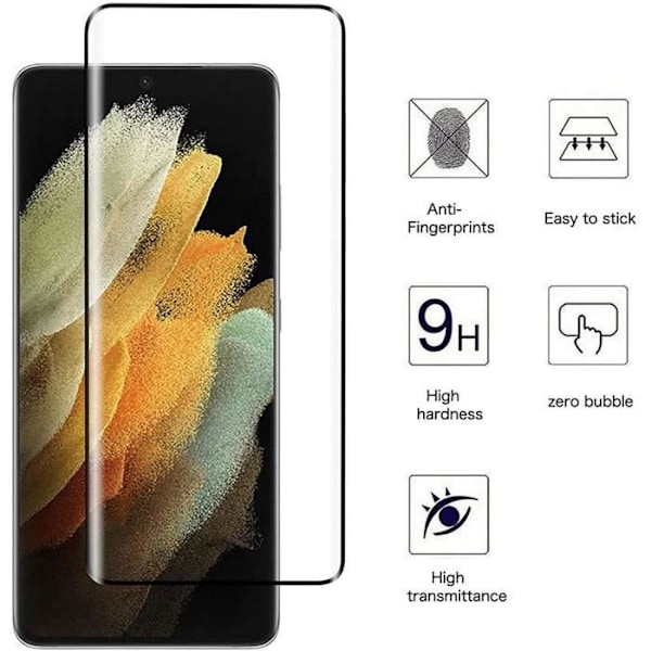 4x härdat glas för Samsung S22 Ultra Clear Fullt skydd med svart kant Transparent med svart kant