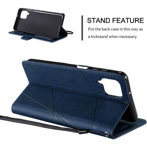 Skyddsskal - BOOLING - för Samsung Galaxy A25 5G - Läderlook - Stötresistent - Mörkblå marinblå