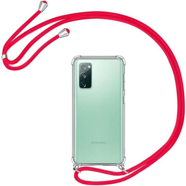 Mobiltelefonkedjefodral för Samsung S20 FE (6,5") Förstärkt hörn Anti-skrapa Transparent Inkluderad kedja Röd