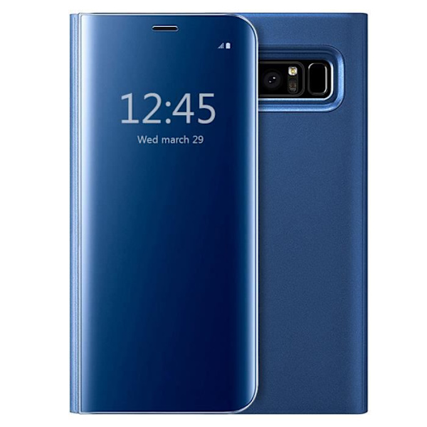 Fodral till Samsung Galaxy Note 8, Clear View Flip Case Cover Slim Translucent Mirror Cover - Blå