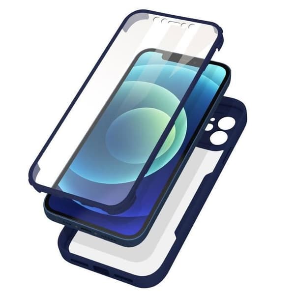 Skyddsskal - BOOLING - för iPhone 12 - Förstärkt - Hel 360° - Mörkblå Transparent