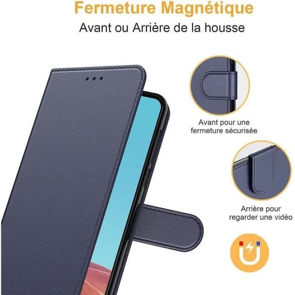 Coque och Härdade Glas - BOOLING - för Samsung Galaxy A22 4G - Mörkblå - Rep resistant - Stöt resistent - Mjuk Blå