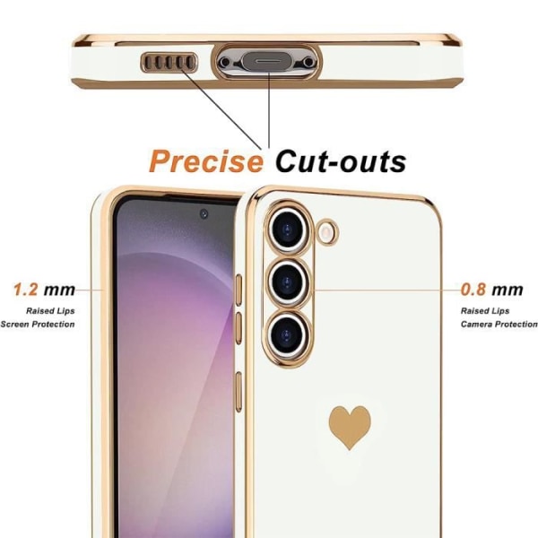 Fodral för Samsung Galaxy A52 4G-5G A52s 5G White Heart Pattern Anti-Rapch Mjuk TPU + 2 härdat glas