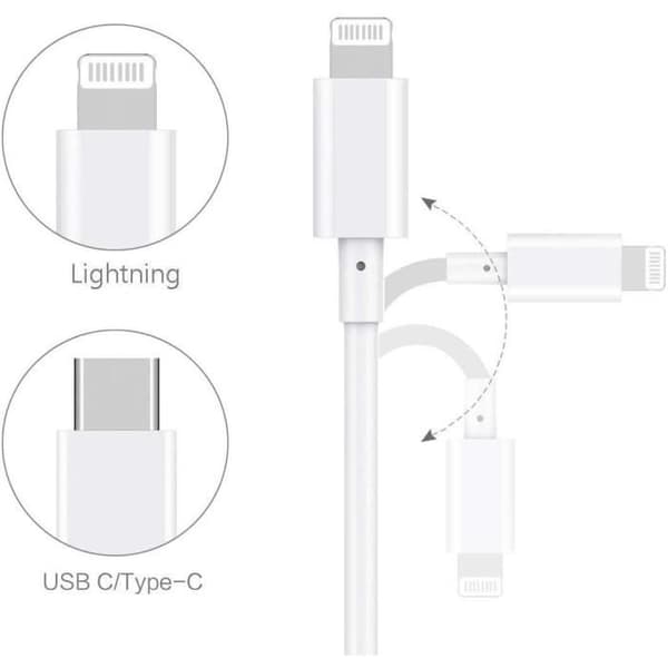 Set med 3 2M-kabel för iPhone 14 Plus - 14 Pro -14 Pro Max - 14 USB-C till Lightning Vit