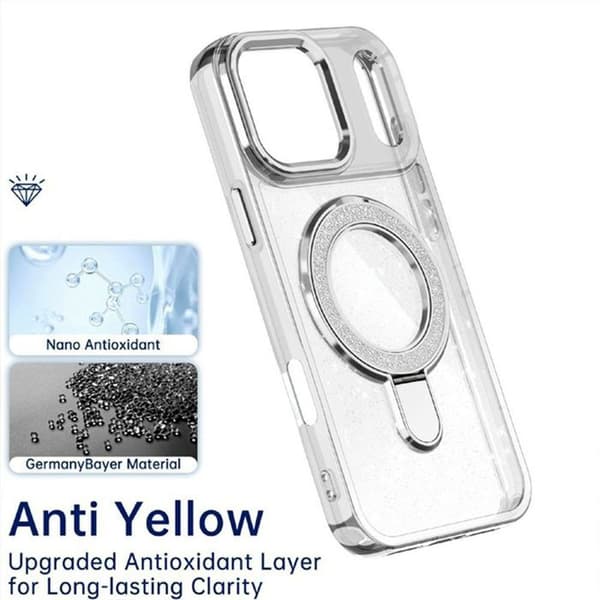 Skyddsfodral - BOOLING - för iPhone 17 Pro - Silikon PC - Magnetisk Ring - 2 Härdat Glas Transparent