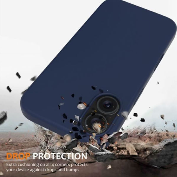 Skyddshölje för iPhone 16 Plus - BOOLING - Flytande Silikon - Represistent - Slim - Mörkblå marinblå
