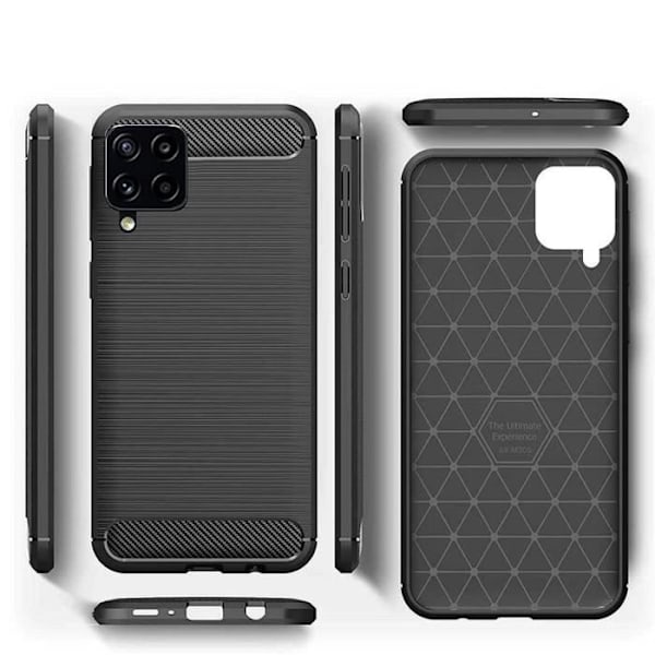 Mobilskydd för Samsung M32 (6,4") - PROSHOP - Skyddsskal - Svart - Mjuk - Kolfiber - 2 Härdade glas Svart