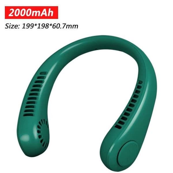 Bärbar Fläkt - Rec - 2000mAh - Grön - USB - Tyst 60 dB Grön