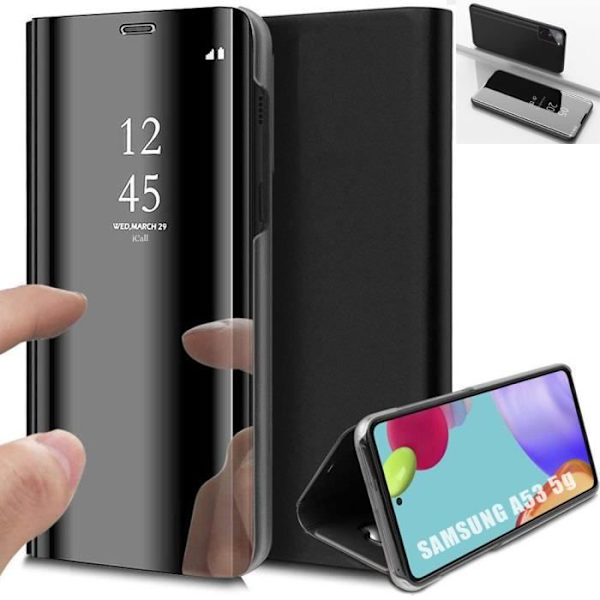 Fodral för Samsung A53 5G (6,5") Spegeleffekt Tanlucent Fönster Förstärkt skydd Svart Svart