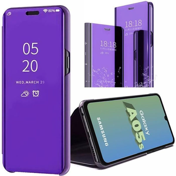 Fodral för Samsung Galaxy A05s (ej för A05), lila, flip-cover View, stötsäker hård PC med stativfunktion Lila
