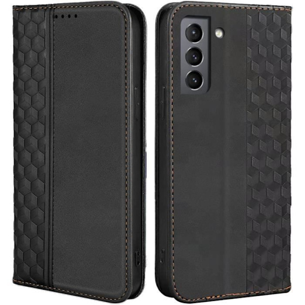 Skyddande skal - Samsung - Galaxy S21 FE - Syntetiskt läder - Mönster mosaik - Kortfickor Svart