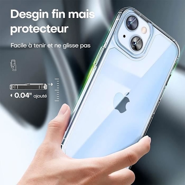 TPU-fodral + 2 härdade glasögon för iPhone 14 (6,1 tum) - BOOLING - Transparent stötsäkert skydd Transparent