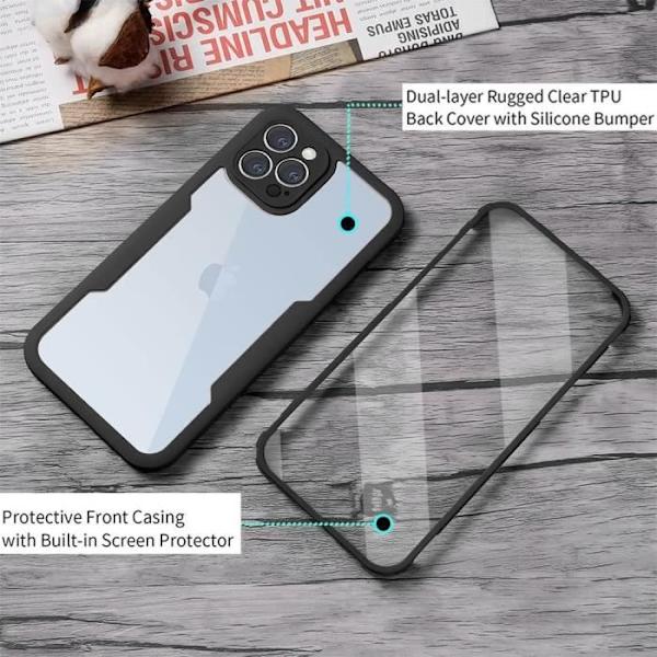 Dubbelsidigt anti-chockfodral för iPhone 13 Pro Max (6,7") - PROSHOP - Svart - Transparent - Halvstyvt - Matt Transparent