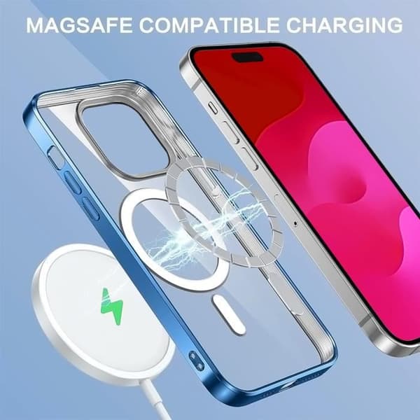 Skyddsskal - BOOLING - för iPhone 15 Pro - Silikon - Magnetring - Slim blå Blå