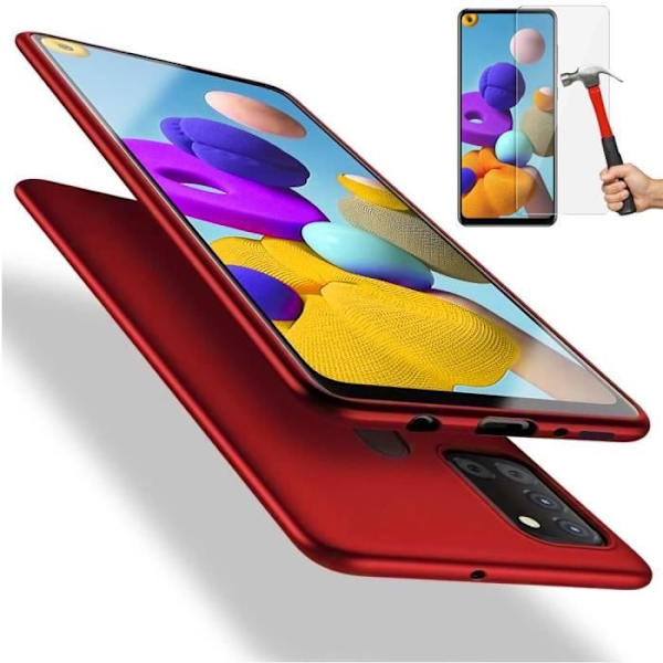 Coque för Samsung A21S - Odefinierat märke - Guld Silikon - Pack med 2 Härdat Glas - Elegant - Mjuk gyllene